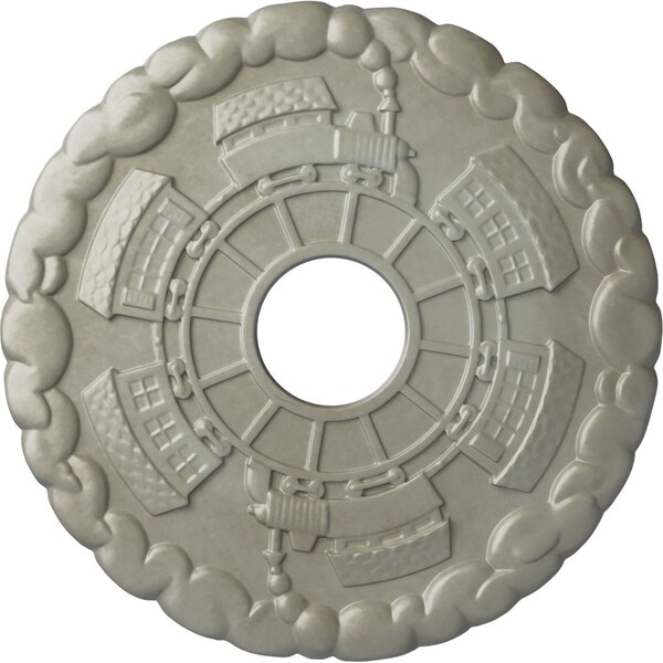 Ekena Millwork Kendall Train Station Medallion (Canopies up to 3 7/8"), 18 1/2"OD x 3 7/8"ID x 1"P, Flash Gold CM18KDFLS - main